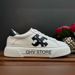 Tory Burch Signature T-Logo Color Block Platform Leather Sneaker Shoes
